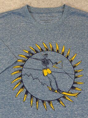 Threads 4 Thought Men's Skeleton Graphic T-Shirt Blue Medium Water Ski NWT